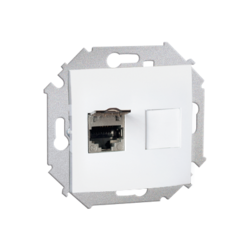GNIAZDO KOMPUTEROWE RJ45 POJEDYNCZE EKRANOWANE KAT. 5E Z PRZESŁONĄ PRZECIWKURZOWĄ BIAŁE SIMON 15 - 1591553-030 - KONTAKT SIMON