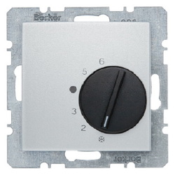 REGULATOR TEMPERATURY POMIESZCZENIA Z ZESTYKIEM ZMIENNYM I ELEMENTEM CENTRALNYM ALU B.KWADRAT/B.3/B.7 - 20261404 - HAGER - BERKER