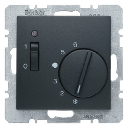 REGULATOR TEMPERATURY POMIESZCZENIA 24V Z ZESTYKIEM ZWIERNYM ELEMENTEM CENTRALNYM I ŁĄCZNIKIEM ANTRACYT B.KWADRAT/B.3/B.7 - 20311606 - HAGER - BERKER