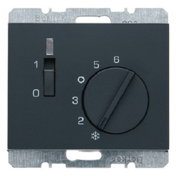 REGULATOR TEMPERATURY POMIESZCZENIA Z ZESTYKIEM ZWIERNYM ELEMENTEM CENTRALNYM I ŁĄCZNIKIEM ANTRACYT MAT K.5 - 20307106 - HAGER - BERKER