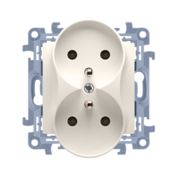 GNIAZDO Z UZIEMIENIEM PODWÓJNE (MODUŁ) 16A 250V ZACISKI ŚRUBOWE KREM SIMON 10 - CGZ2M.01/41 - KONTAKT SIMON