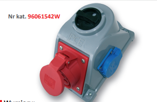 GNIAZDO Z WYŁĄCZNIKIEM " COMBO-POL" 16A 400V 3P+Z+N, GNIAZDA 2X230V, WYŁ. 0-1 IP44. - 96061542W - PCE