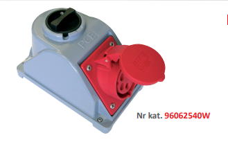GNIAZDO Z WYŁĄCZNIKIEM " COMBO-POL" 32A 400V 3P+Z+N, WYŁ. 0-1 IP44. - 96062540W - PCE