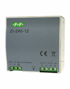 ZASILACZ IMPULSOWY PRZEMYSŁOWY NAP. WEJ. 90&divide;264V AC/120&divide;370V DC, P=240W NAP. WYJ. 12V DC. - ZI-240-12V - F&F