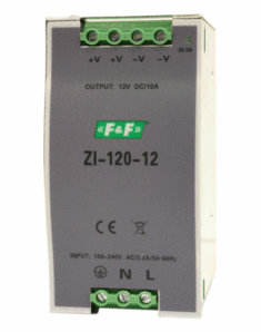 ZASILACZ IMPULSOWY PRZEMYSŁOWY NAP. WEJ. 90&divide;264V AC/120&divide;370V DC, P=120W NAP. WYJ. 12V DC. - ZI-120-12V - F&F