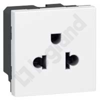GNIAZDO POJEDYNCZE STANDARD EURO-US - 2 MODUŁY BIAŁE MOSAIC  - 077502 - LEGRAND