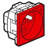 GNIAZDO POJEDYNCZE Z UZIEMIENIEM Z BLOKADĄ ZACISKI ŚRUBOWE-2 MODUŁY 16A-250V CZERWONE MOSAIC  - 077115 - LEGRAND