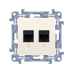 GNIAZDO KOMPUTEROWE PODWÓJNE RJ45 KATEGORIA 5E (MODUŁ), KREM SIMON 10 . - C52.01/41   - KONTAKT SIMON