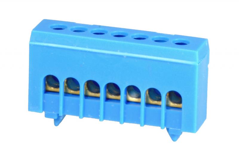 ZACISK PRZYŁĄCZENIOWY NA TS35, IZOLOWANY, NEUTRALNY N, 7-POLOWY, 7X16MM2, (NIEBIESKI) 870N-7FS. - 89820003 - SIMET