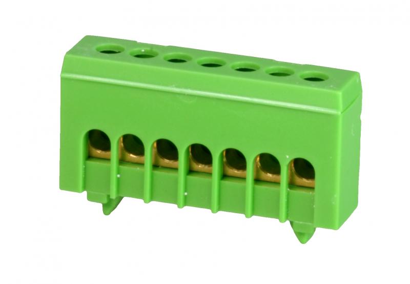 ZACISK PRZYŁĄCZENIOWY NA TS35, IZOLOWANY, OCHRONNY PE, 7-POLOWY, 7X16MM2, (ZIELONY) 870S-7FS. - 89821005 - SIMET