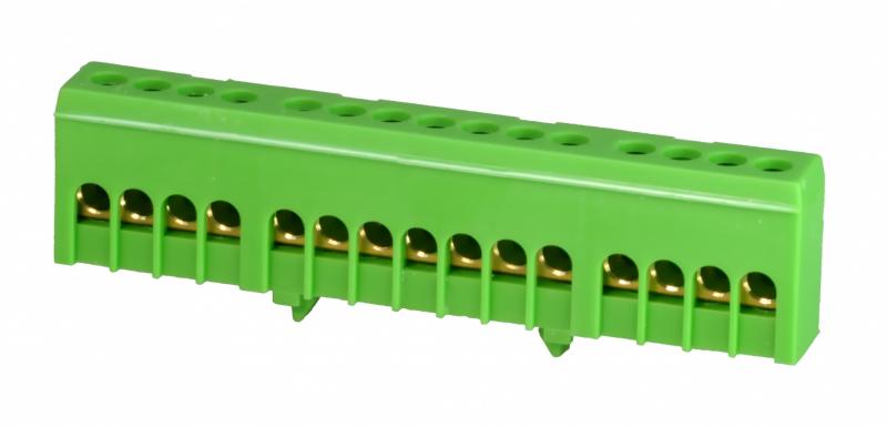 ZACISK PRZYŁĄCZENIOWY NA TS35, IZOLOWANY, OCHRONNY PE, 15-POLOWY, 15X16MM2, (ZIELONY) 870S-15FS. - 89825005 - SIMET