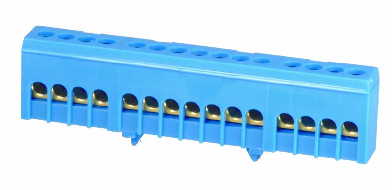 Zacisk przyłączeniowy na TS35, izolowany, neutralny N, 15-polowy, 15x16mm2, (niebieski) 870N-15FS - 89824003 - SIMET