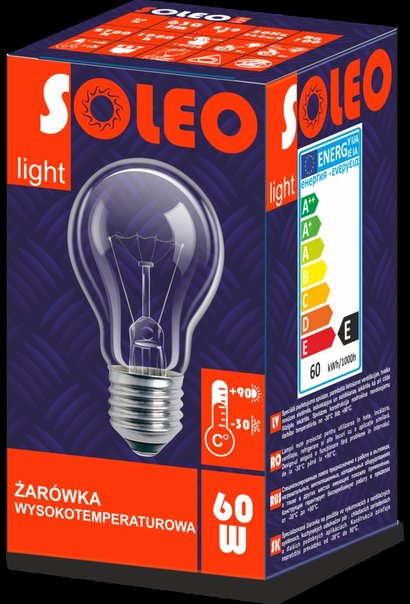 ŻARÓWKA WYSOKOTEMPERATUROWA E27 A55 40W GLS SOLEO - WST-0005 - HELIOS żarówki