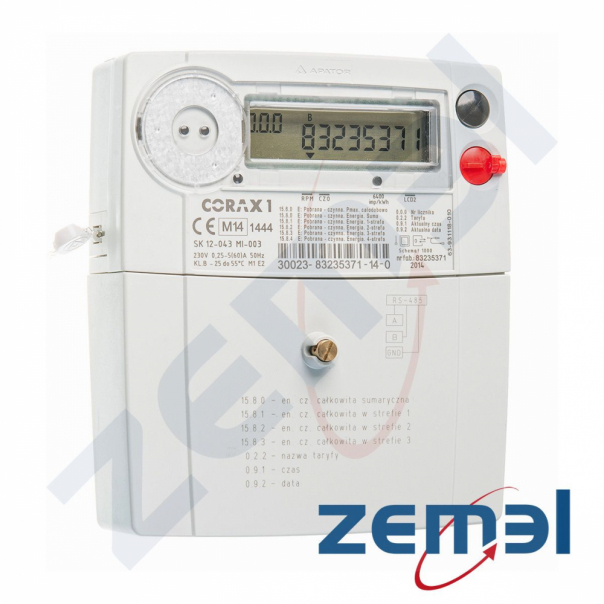 Licznik elektroniczny 1fazowy  5/60A, 230V - wzorcowany - Corax 1-wzor - ZEMEL