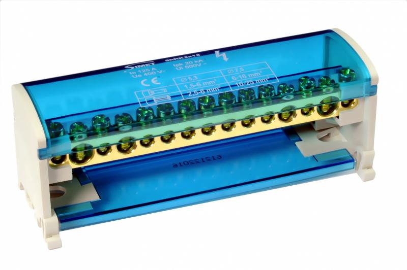 MODUŁOWY BLOK ROZDZIELCZY DWUBIEGUNOWY, 2 X (11 X 6 MM2, 2 X 25 MM2, 2 X 35 MM2), TS35 SZARY. - 85135002 - SIMET