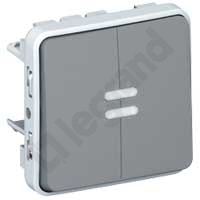 PRZYCISK PODWÓJNY Z DWOMA STYKAMI SZARY 10A-250V~ PLEXO55  - 069546 - LEGRAND