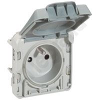 GNIAZDO POJEDYNCZE 2P+Z Z KLAPKĄ Z PRZYCISKIEM SZARE 16A-250V~ PLEXO55  - 069555 - LEGRAND