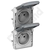 GNIAZDO PODWÓJNE PIONOWE 2X2P+Z SZARE 16A-250V~ PLEXO55  - 069563 - LEGRAND