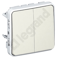 PRZYCISK PODWÓJNY BIAŁY/ ECRU 10A-250V~ PLEXO55  - 069635 - LEGRAND