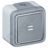 PRZYCISK JEDNOBIEGUNOWY PODŚWIETLANY SZARY KOMPLET 10A-250V~ PLEXO55  - 069722 - LEGRAND