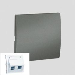POKRYWA GNIAZD TELEINFORMATYCZNYCH NA KEYSTONE SKOŚNA PODWÓJNA Z POLEM OPISOWYM GRAFIT SIMON CLASSIC - MGKS1P/25 - KONTAKT SIMON
