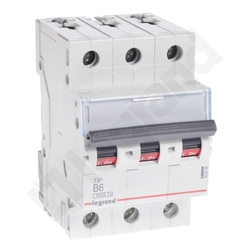 WYŁĄCZNIK NADPRĄDOWY B 6A 3 POLOWY CHARAKTERYSTYKA B S303 - 403398 - LEGRAND