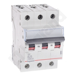 WYŁĄCZNIK NADPRĄDOWY B 25A 3 POLOWY CHARAKTERYSTYKA B S303 - 403404 - LEGRAND