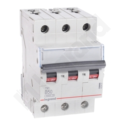 WYŁĄCZNIK NADPRĄDOWY B 50A 3 POLOWY CHARAKTERYSTYKA B S303 - 403407 - LEGRAND