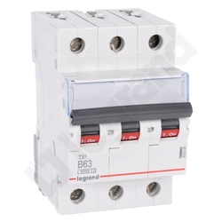 WYŁĄCZNIK NADPRĄDOWY B 63A 3 POLOWY CHARAKTERYSTYKA B S303 - 403408 - LEGRAND