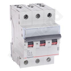 WYŁĄCZNIK NADPRĄDOWY C 0,5A 3 POLOWY CHARAKTERYSTYKA C S303 - 403536 - LEGRAND