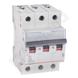WYŁĄCZNIK NADPRĄDOWY C 6A 3 POLOWY CHARAKTERYSTYKA C S303 - 403541 - LEGRAND