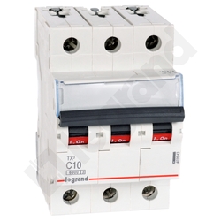 WYŁĄCZNIK NADPRĄDOWY C 10A 3 POLOWY CHARAKTERYSTYKA C S303 - 403543 - LEGRAND