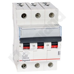 WYŁĄCZNIK NADPRĄDOWY C 20A 3 POLOWY CHARAKTERYSTYKA C S303 - 403546 - LEGRAND