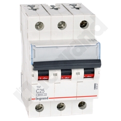 WYŁĄCZNIK NADPRĄDOWY C 25A 3 POLOWY CHARAKTERYSTYKA C S303 - 403547 - LEGRAND