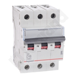 WYŁĄCZNIK NADPRĄDOWY D 16A 3 POLOWY CHARAKTERYSTYKA D S303 - 403755 - LEGRAND