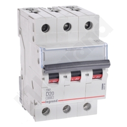 WYŁĄCZNIK NADPRĄDOWY D 20A 3 POLOWY CHARAKTERYSTYKA D S303 - 403756 - LEGRAND