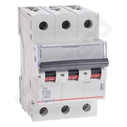 WYŁĄCZNIK NADPRĄDOWY D 25A 3 POLOWY CHARAKTERYSTYKA D S303 - 403757 - LEGRAND