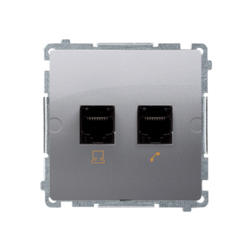 GNIAZDO KOMPUTEROWE RJ45 KAT.5E +GNIAZDO TELEFONICZNE RJ11 (MODUŁ)STAL INOX SIMON BASIC - BMF5T.02/21 - KONTAKT SIMON
