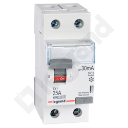 WYŁĄCZNIK RÓŻNICOWY 25A/30MA 2 POLOWY TYP AC P302 - 411509 - LEGRAND