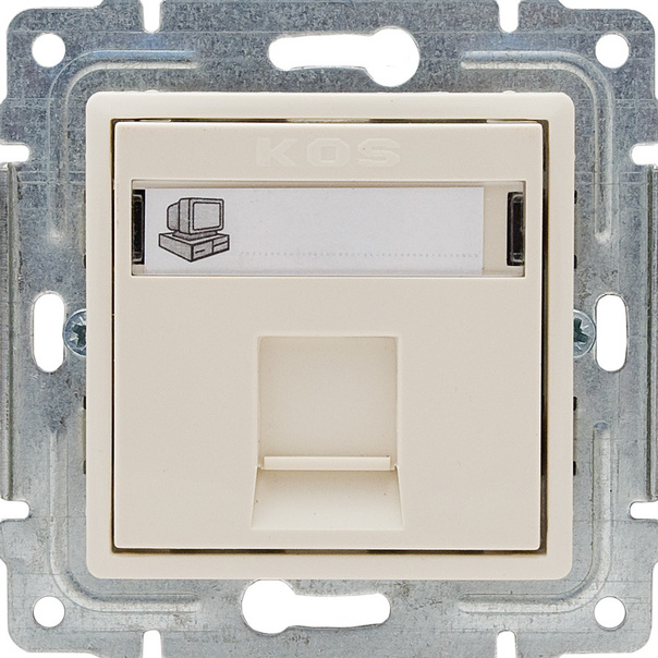 GNIAZDO KOMPUTEROWE POJEDYNCZE RJ45 (WKŁAD MOLEX), BEZ RAMKI, KREM VENA  - 510365 - KOS