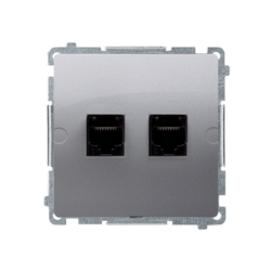 GNIAZDO KOMPUTEROWE RJ45 PODWÓJNE KAT. 5E (MODUŁ) STAL INOX SIMON BASIC - BMF52.02/21 - KONTAKT SIMON
