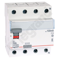 WYŁĄCZNIK RÓŻNICOWY 25A 100MA 4-POLOWY TYP AC SERII TX3 P 304 - 411717 - LEGRAND
