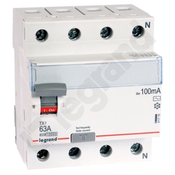 WYŁĄCZNIK RÓŻNICOWY 63A/100MA 4 POLOWY TYP AC P304 - 411719 - LEGRAND