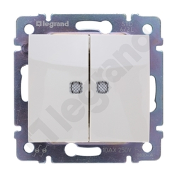 ŁĄCZNIK SCHODOWY PODWÓJNY PODŚWIETLANY KREM 10AX-250~ VALENA  - 774112 - LEGRAND