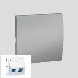POKRYWA GNIAZD TELEINFORMATYCZNYCH NA KEYSTONE SKOŚNA PODWÓJNA Z POLEM OPISOWYM ALUMINIOWY SIMON CLASSIC - MGKS1P/26 - KONTAKT SIMON
