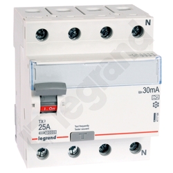 WYŁĄCZNIK RÓŻNICOWY 25A/30MA 4 POLOWY TYP A P304 - 411764 - LEGRAND