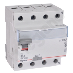 WYŁĄCZNIK RÓŻNICOWY 40A/30MA 4 POLOWY TYP A P304 - 411765 - LEGRAND