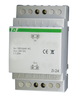 ZASILACZ IMPULSOWY NAPIĘCIE WEJŚCIA 100&divide;264V AC/DC, P=30W NAPIĘCIE WYJŚCIA 24V DC ZI-24  - ZI-24 - F&F