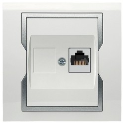 GNIAZDO KOMPUTEROWE RJ45 MODUŁ BIAŁY + SREBRNY QUATTRO - 1148-10 - ELEKTRO-PLAST NASIELSK