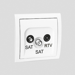 GNIAZDO ANTENOWE SATELITARNE PODWÓJNE SAT-SAT-RTV KOŃCOWE BIAŁE SIMON CLASSIC - MZAR+SAT3.1-P2/11 - KONTAKT SIMON